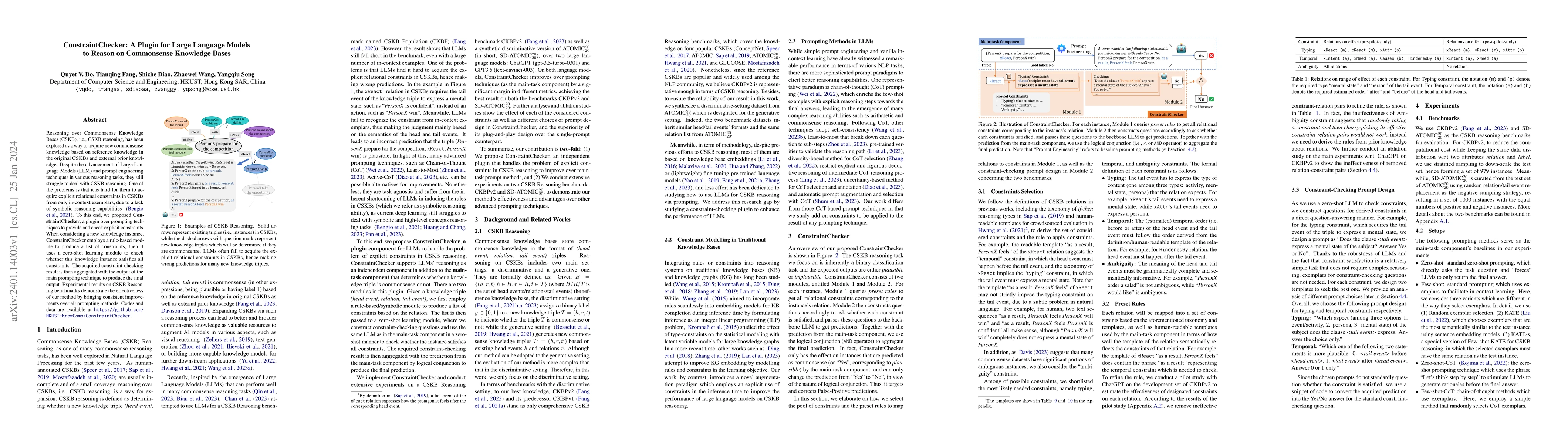 Thumbnail for ConstraintChecker: A Plugin for Large Language Models to Reason on
  Commonsense Knowledge Bases