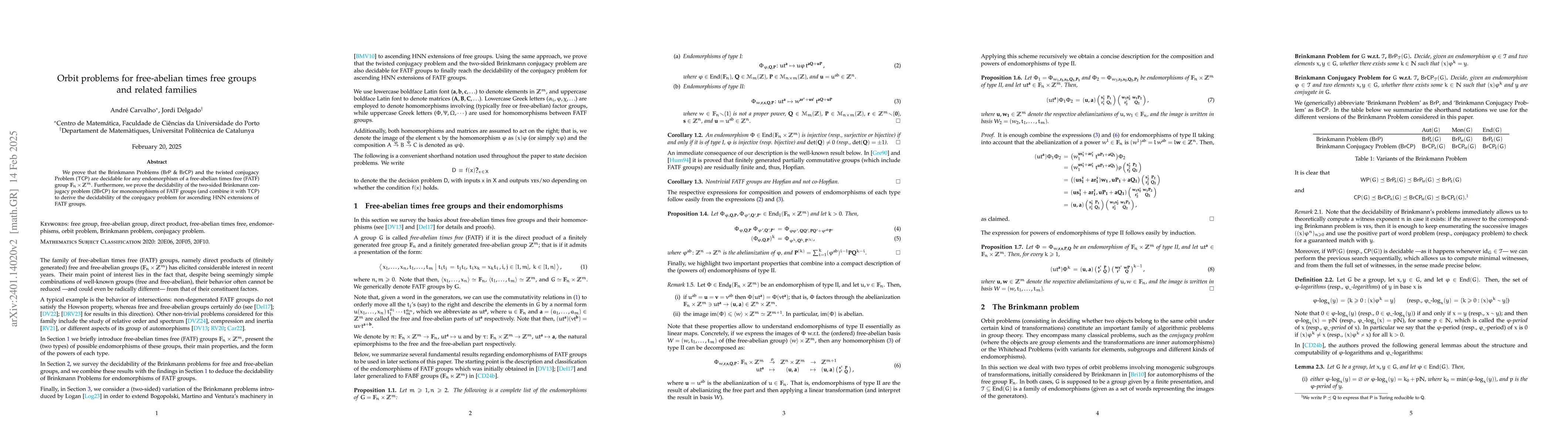 Thumbnail for Orbit problems for free-abelian times free groups and related families