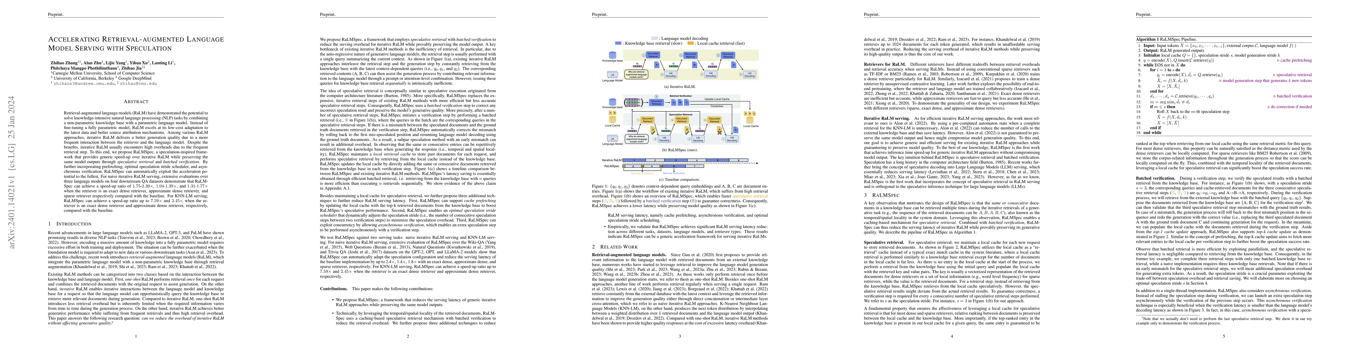 Thumbnail for Accelerating Retrieval-Augmented Language Model Serving with Speculation