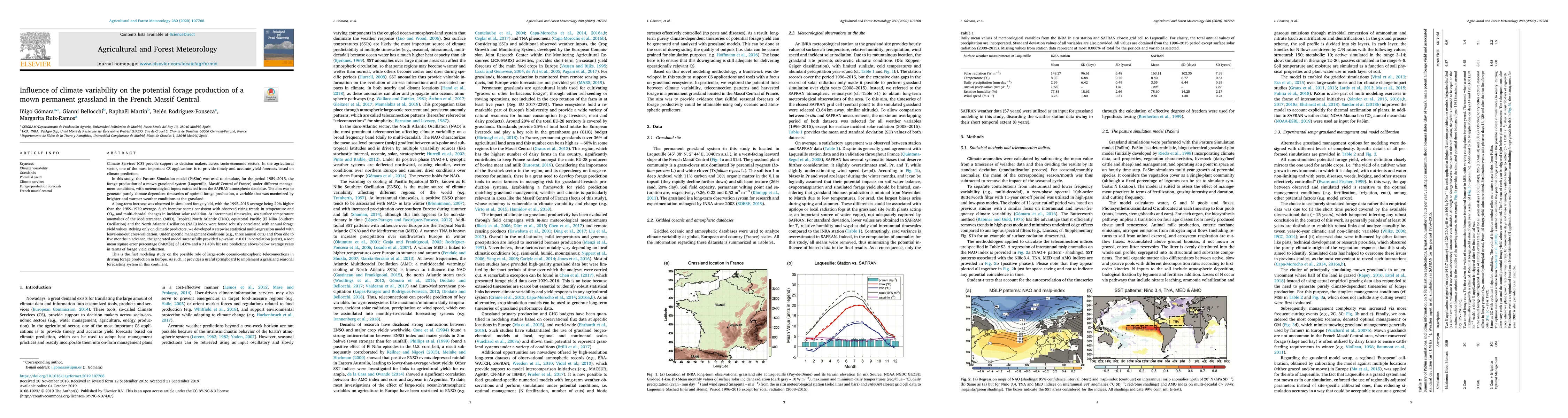 Thumbnail for Influence of climate variability on the potential forage production of a
  mown permanent grassland in the French Massif Central