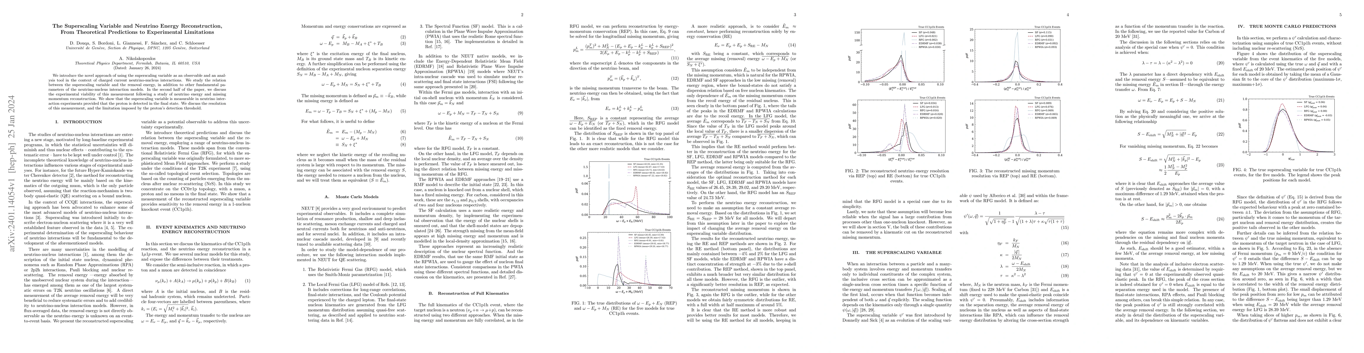 Thumbnail for The Superscaling Variable and Neutrino Energy Reconstruction, From
  Theoretical Predictions to Experimental Limitations