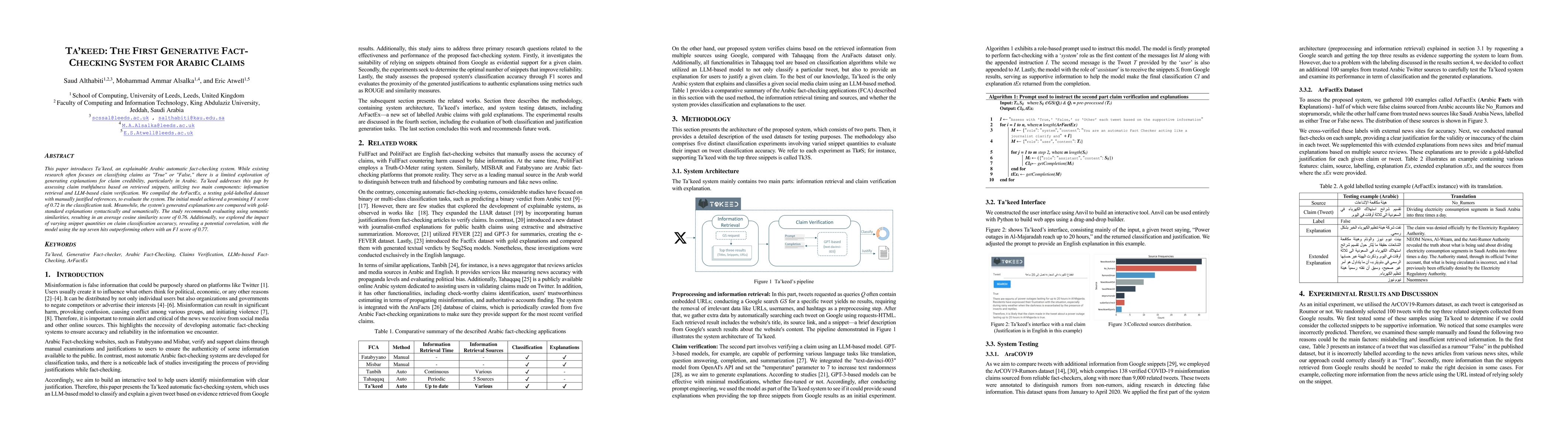 Thumbnail for Ta'keed: The First Generative Fact-Checking System for Arabic Claims