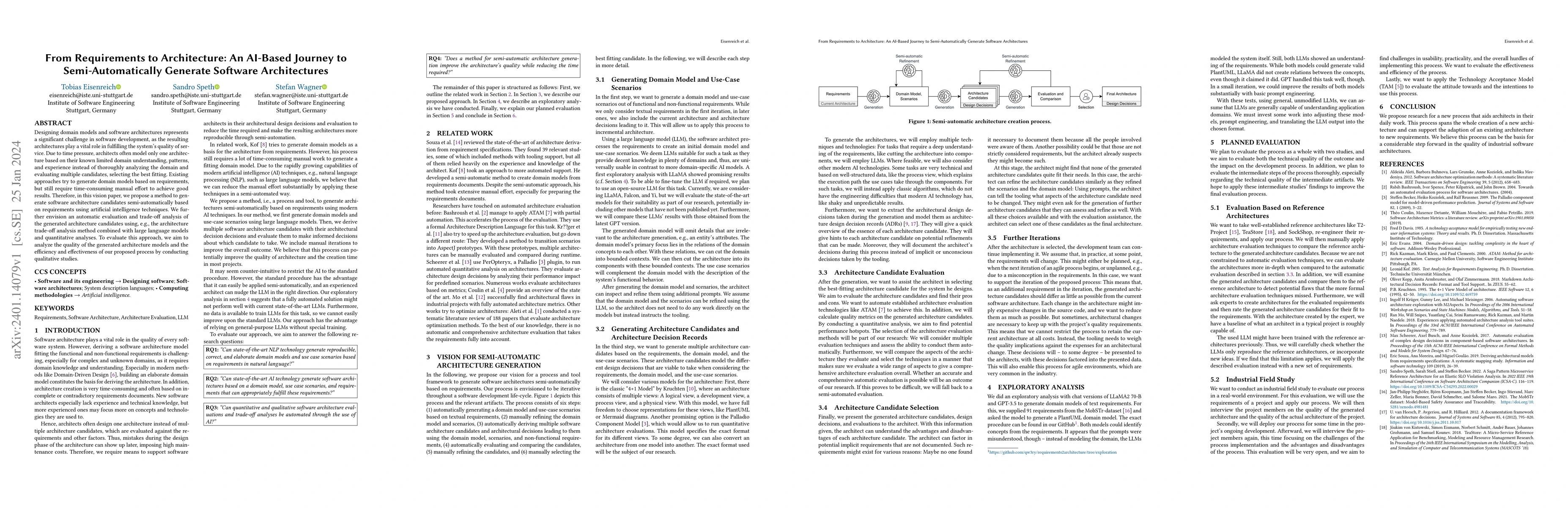 Thumbnail for From Requirements to Architecture: An AI-Based Journey to
  Semi-Automatically Generate Software Architectures