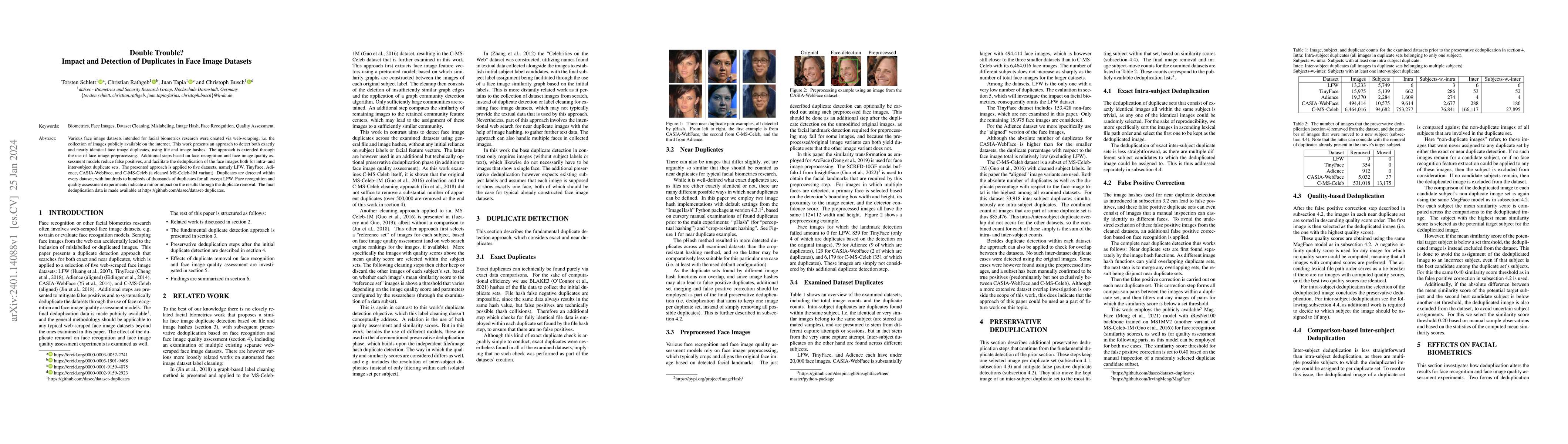Thumbnail for Double Trouble? Impact and Detection of Duplicates in Face Image
  Datasets
