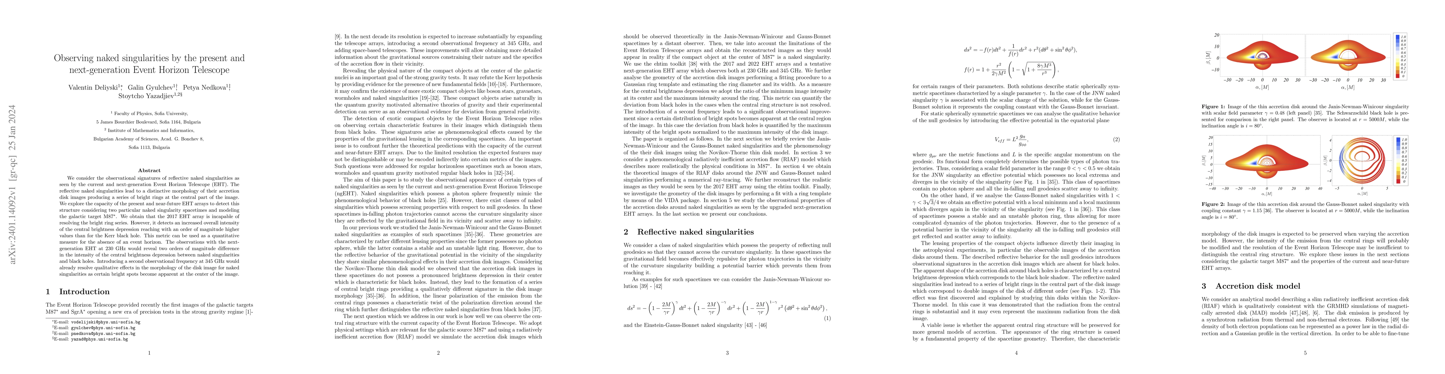 Thumbnail for Observing naked singularities by the present and next-generation Event
  Horizon Telescope
