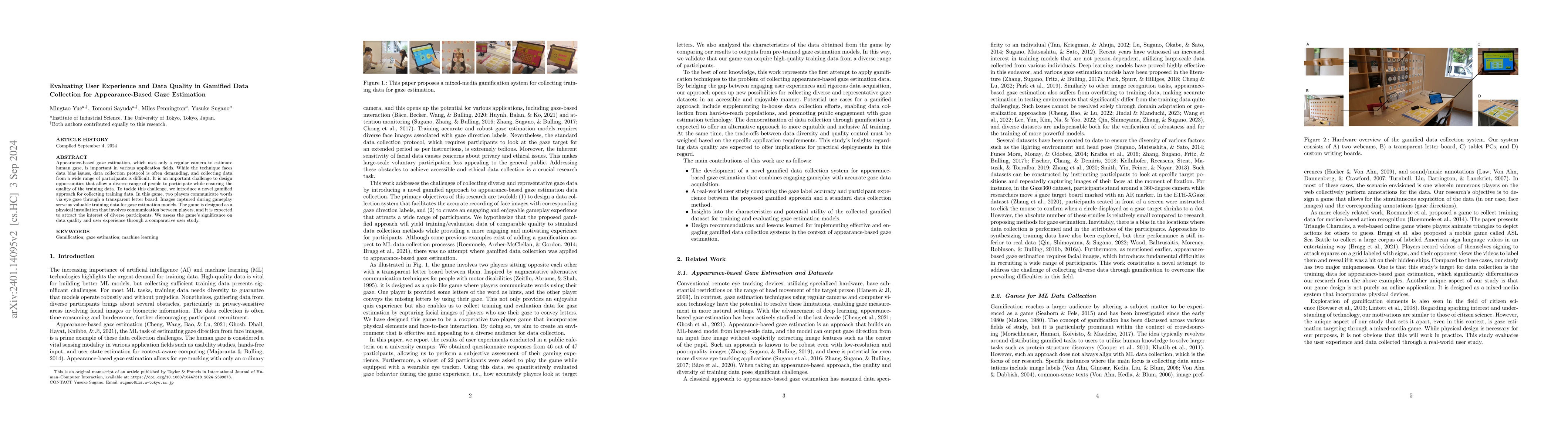 Thumbnail for Evaluating User Experience and Data Quality in a Gamified Data
  Collection for Appearance-Based Gaze Estimation