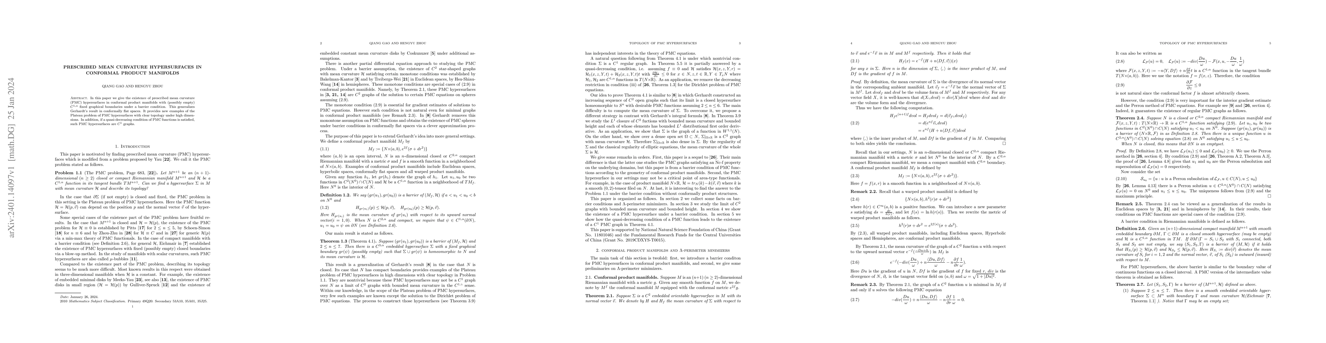Thumbnail for Prescribed mean curvature hypersurfaces in conformal product manifolds