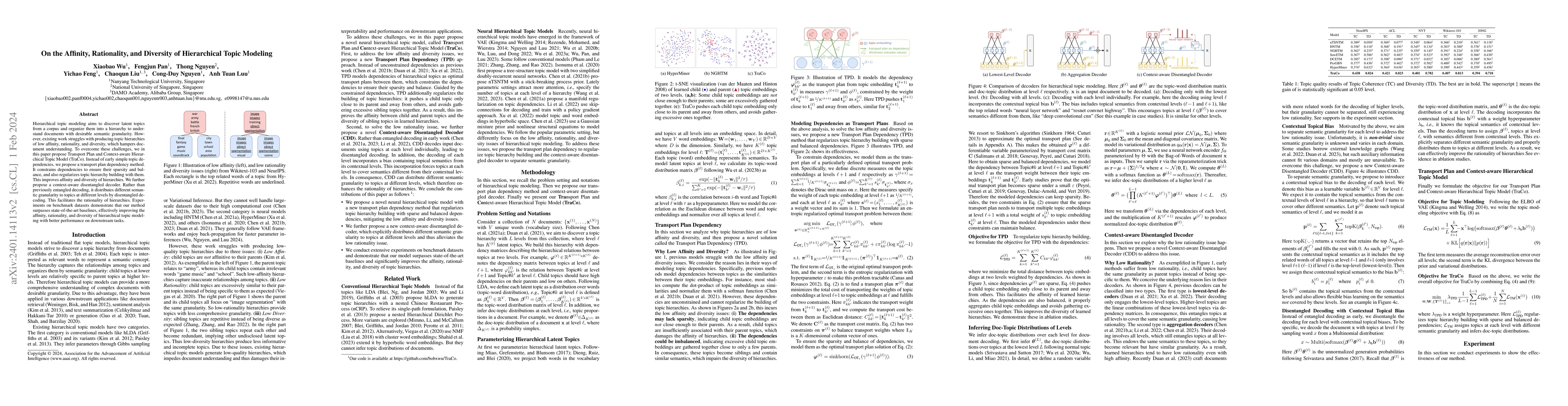 Thumbnail for On the Affinity, Rationality, and Diversity of Hierarchical Topic
  Modeling
