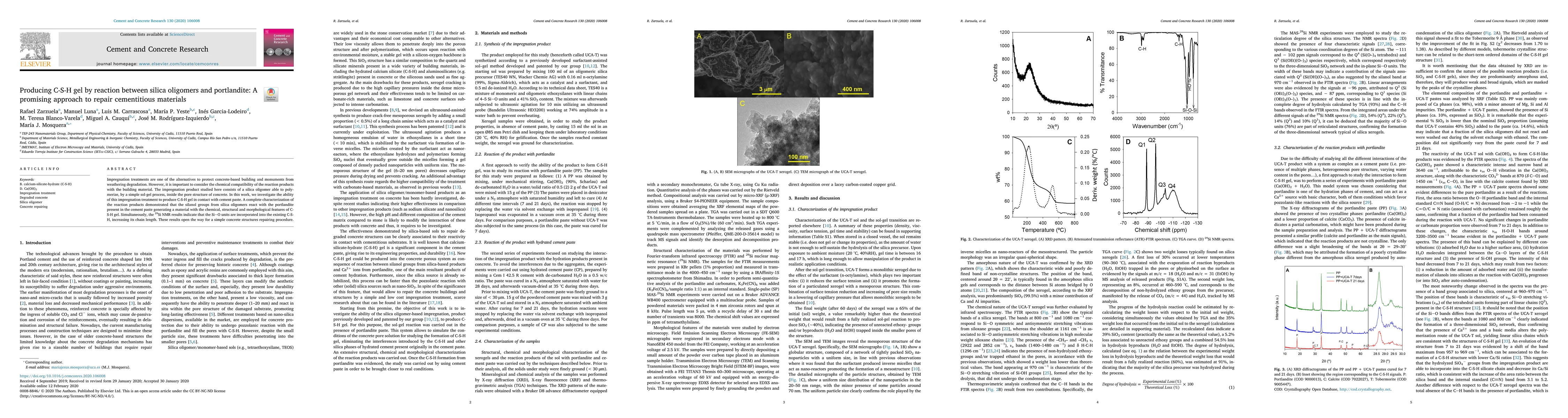 Thumbnail for Producing C-S-H gel by reaction between silica oligomers and
  portlandite: A promising approach to repair cementitious materials