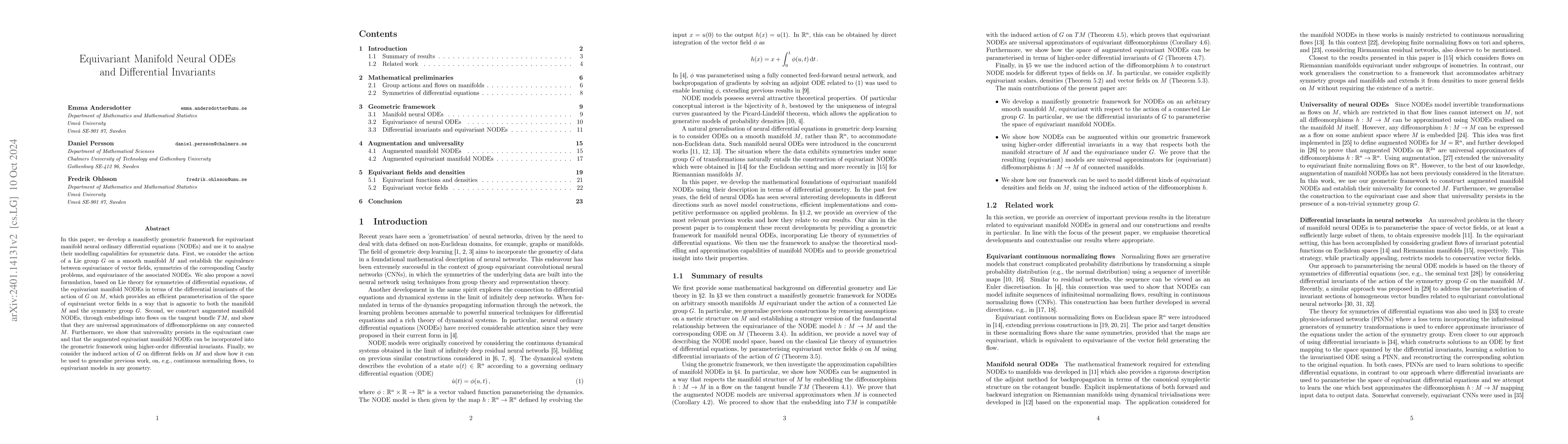 Thumbnail for Equivariant Manifold Neural ODEs and Differential Invariants