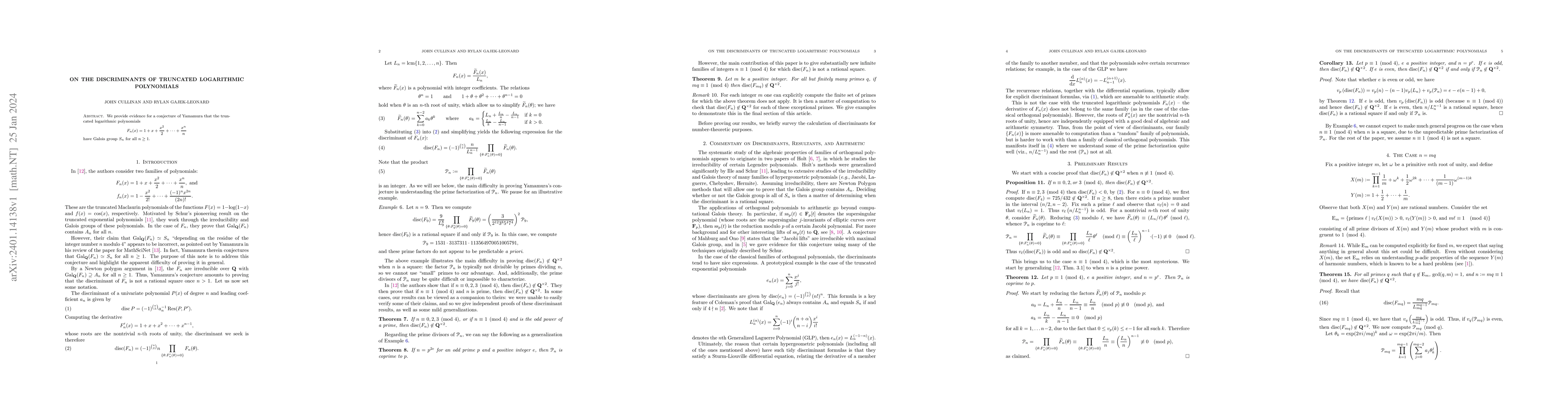 Thumbnail for On the discriminants of truncated logarithmic polynomials