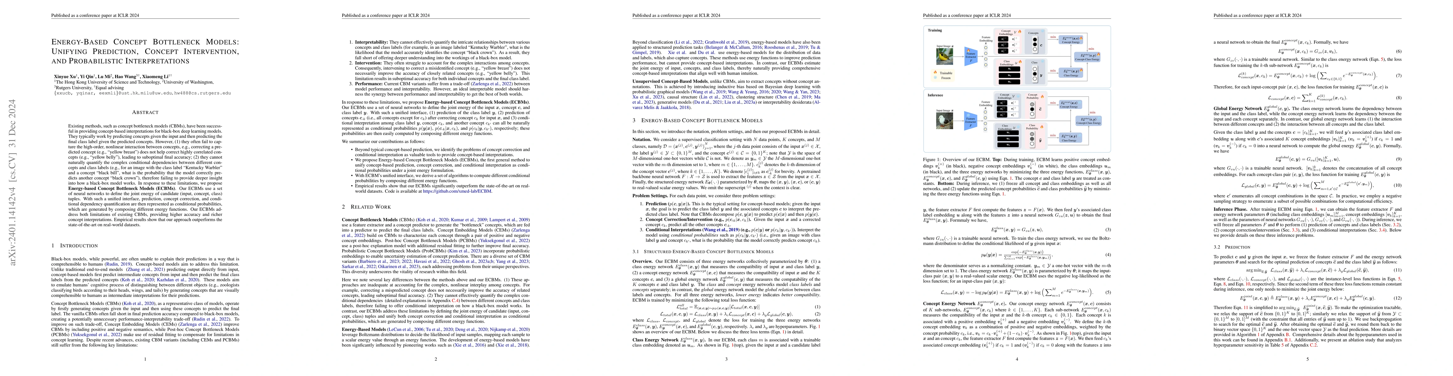 Thumbnail for Energy-Based Concept Bottleneck Models: Unifying Prediction, Concept
  Intervention, and Probabilistic Interpretations