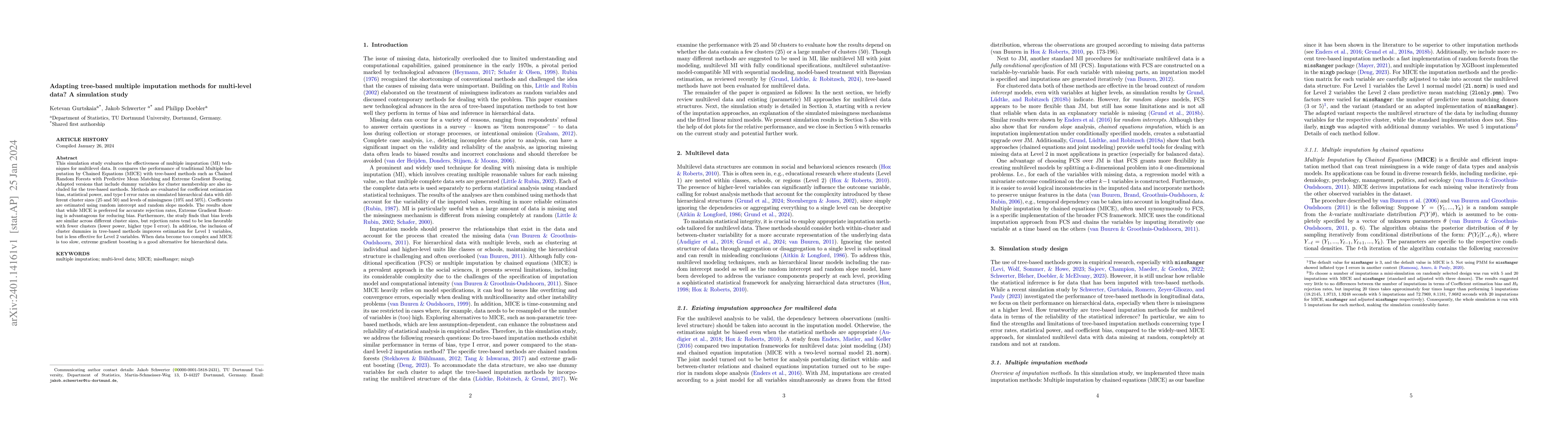Thumbnail for Adapting tree-based multiple imputation methods for multi-level data? A
  simulation study