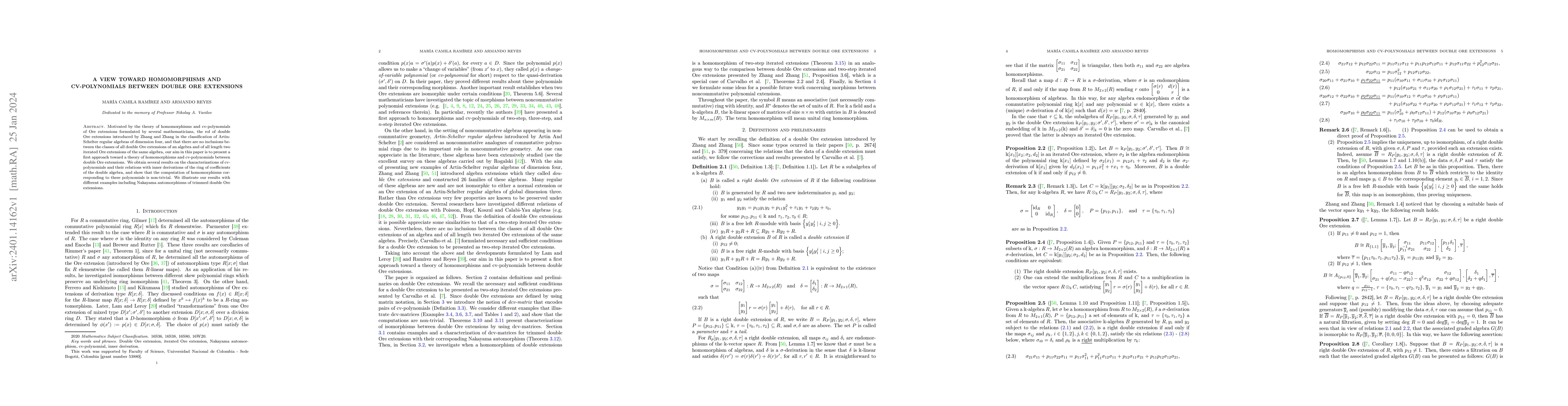 Thumbnail for A view toward homomorphisms and cv-polynomials between double Ore
  extensions