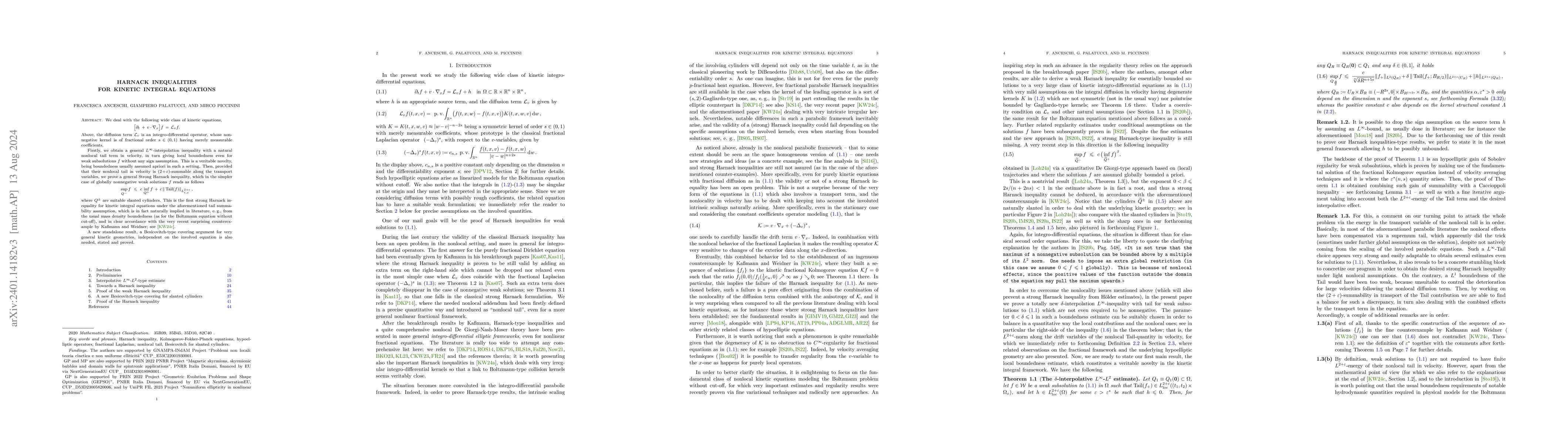 Thumbnail for Harnack inequalities for kinetic integral equations
