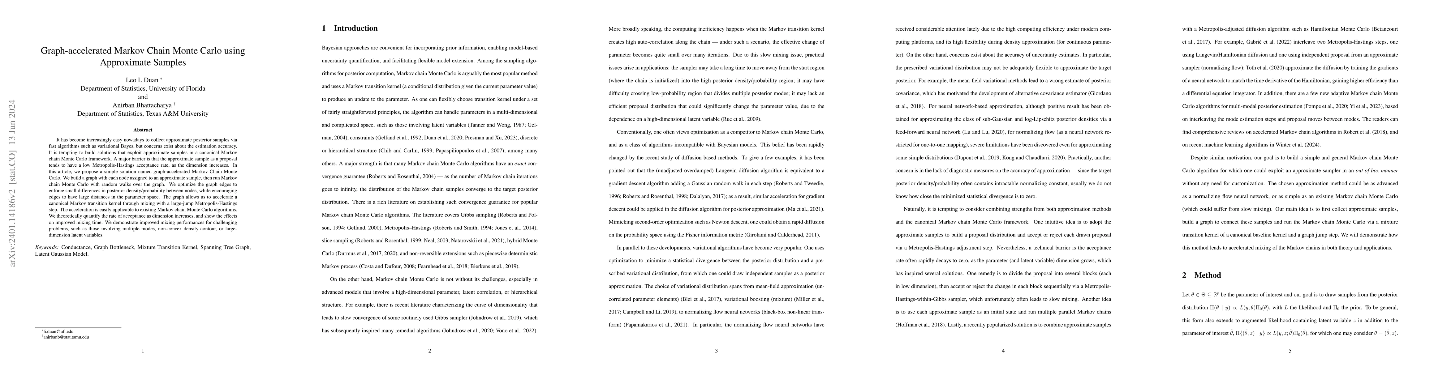 Thumbnail for Graph-accelerated Markov Chain Monte Carlo using Approximate Samples