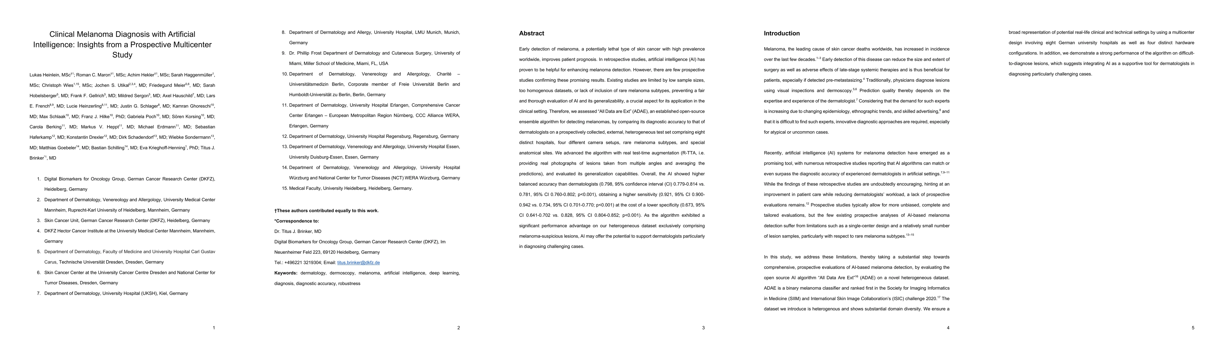 Thumbnail for Clinical Melanoma Diagnosis with Artificial Intelligence: Insights from
  a Prospective Multicenter Study
