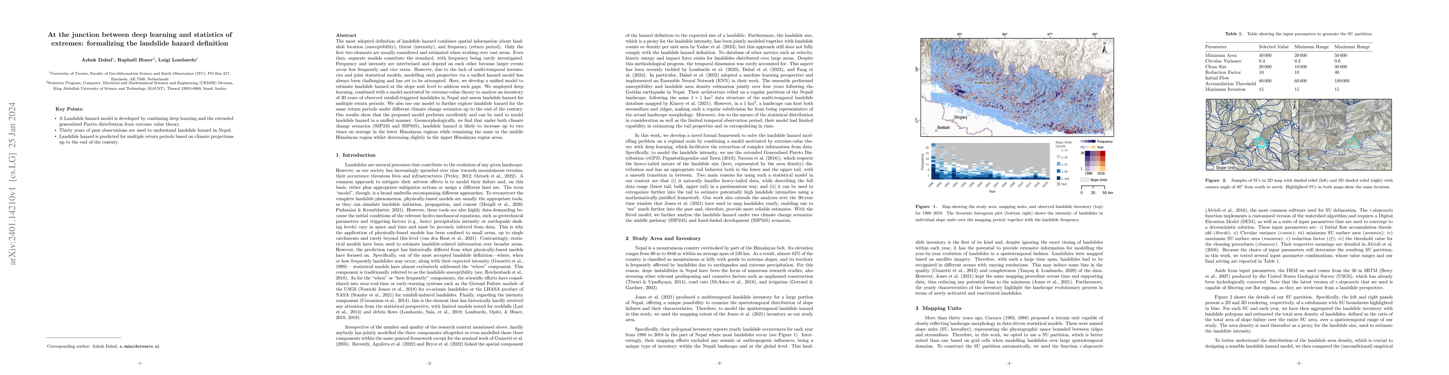 Thumbnail for At the junction between deep learning and statistics of extremes:
  formalizing the landslide hazard definition
