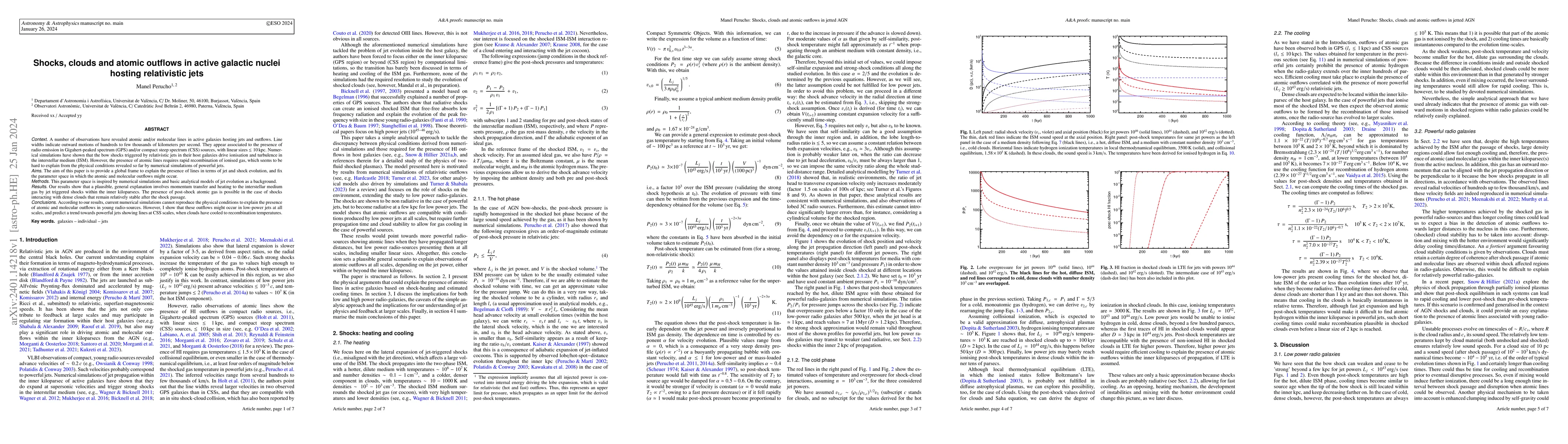 Thumbnail for Shocks, clouds and atomic outflows in active galactic nuclei hosting
  relativistic jets