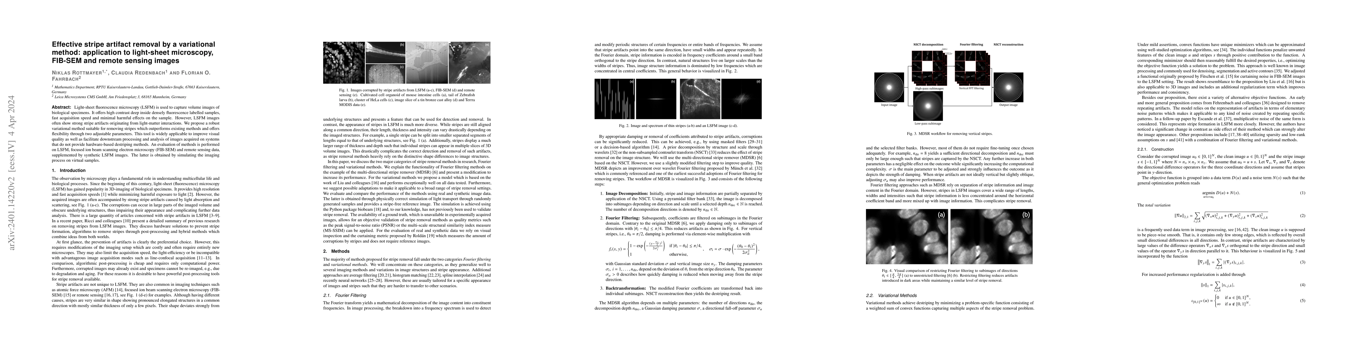 Thumbnail for Effective stripe artefact removal by a variational method: application
  to light-sheet microscopy, FIB-SEM and remote sensing images