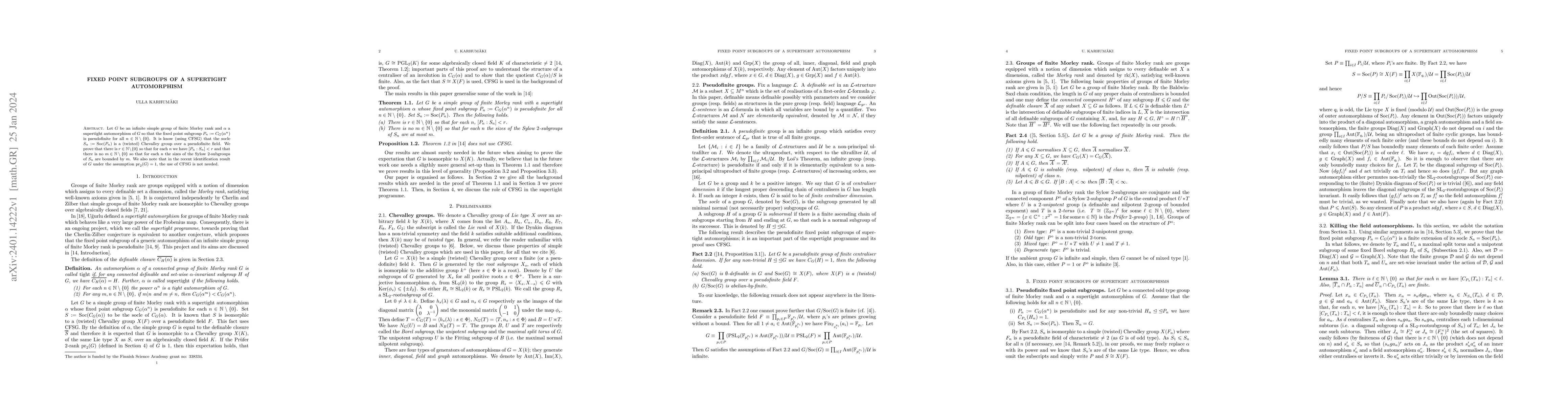 Thumbnail for Fixed point subgroups of a supertight automorphism