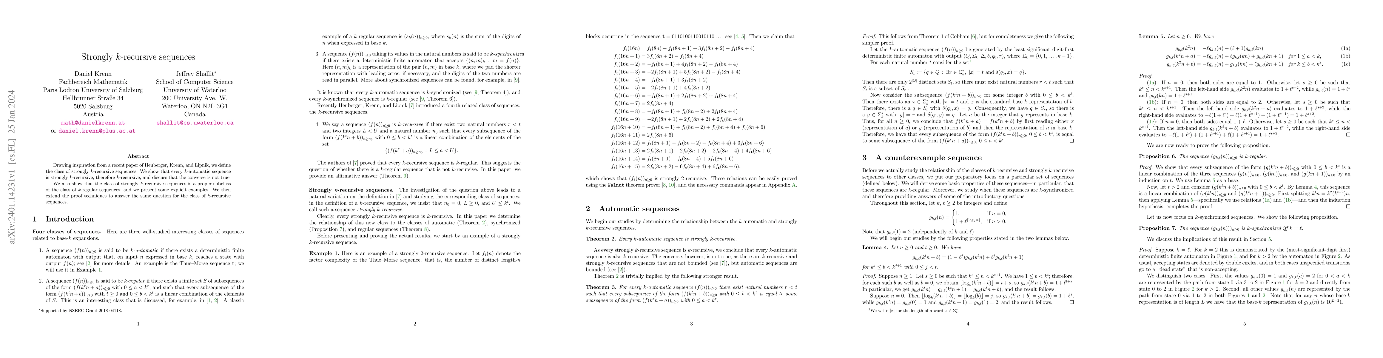 Thumbnail for Strongly k-recursive sequences