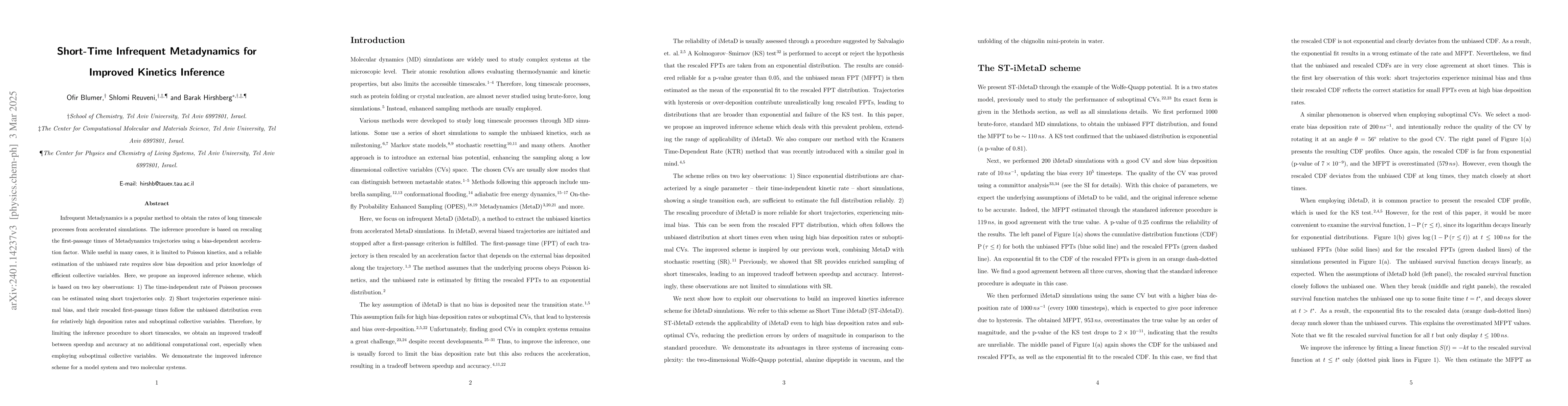 Thumbnail for Short-Time Infrequent Metadynamics for Improved Kinetics Inference