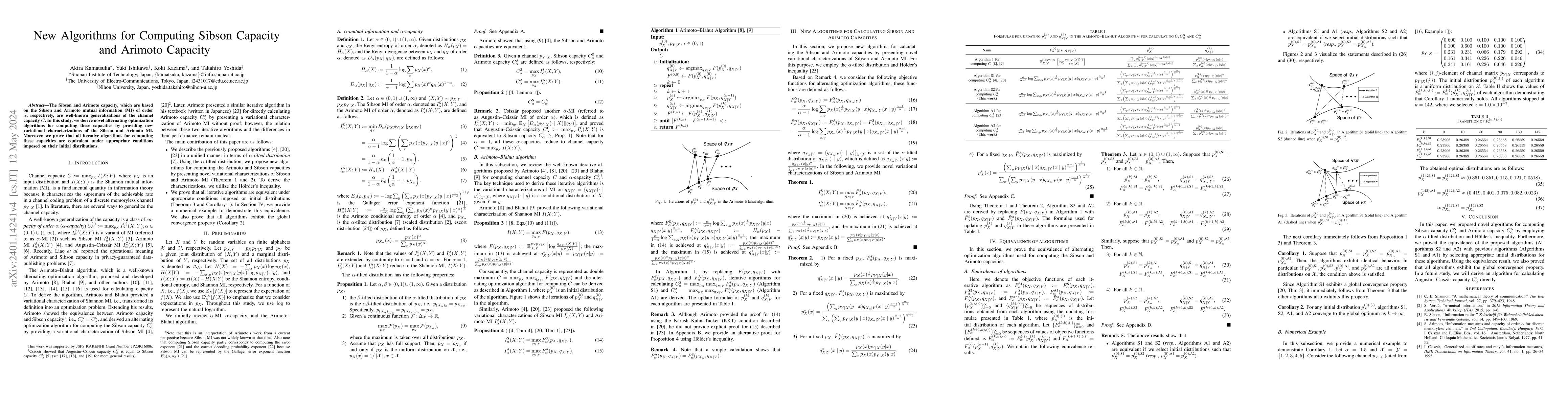 Thumbnail for New Algorithms for Computing Sibson Capacity and Arimoto Capacity