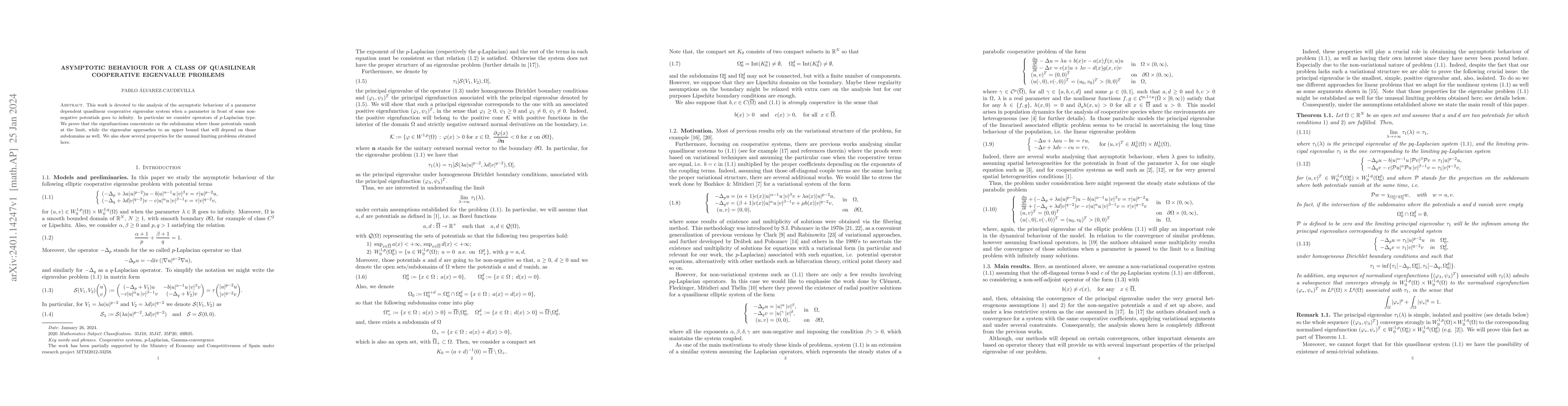 Thumbnail for Asymptotic behaviour for a class of quasilinear cooperative eigenvalue
  problems