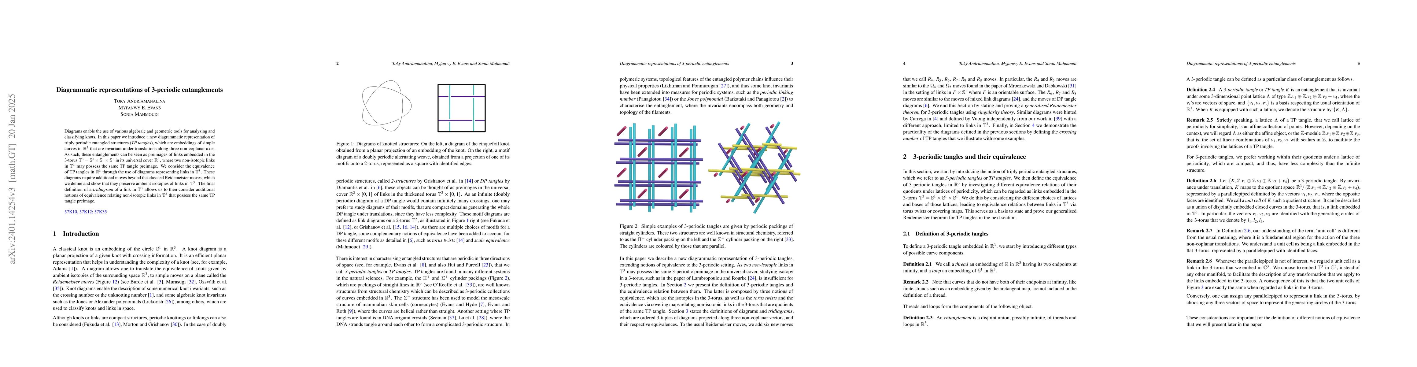 Thumbnail for Diagrammatic representations of 3-periodic entanglements