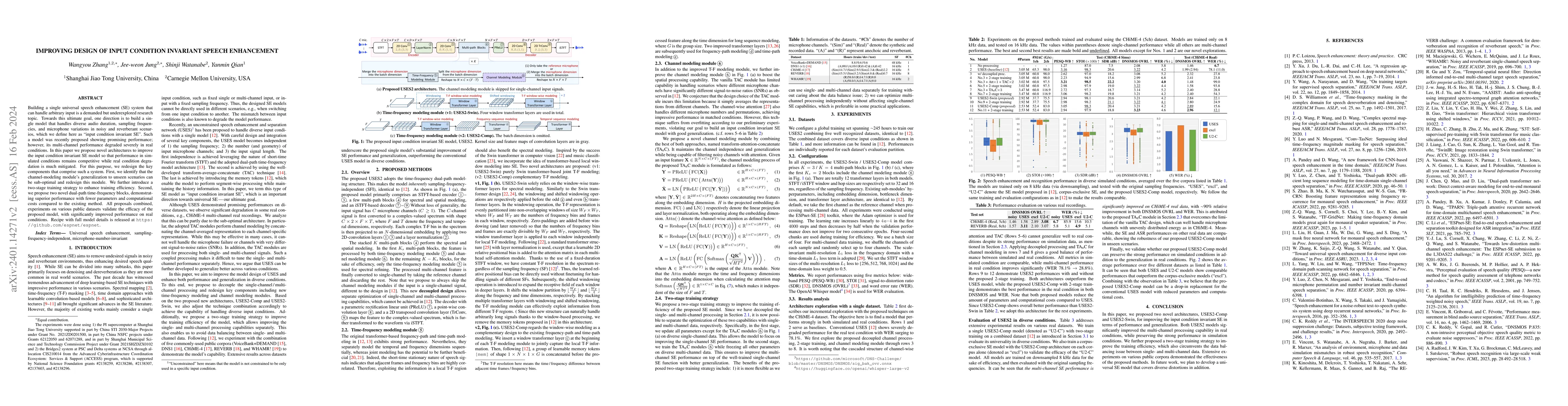 Thumbnail for Improving Design of Input Condition Invariant Speech Enhancement