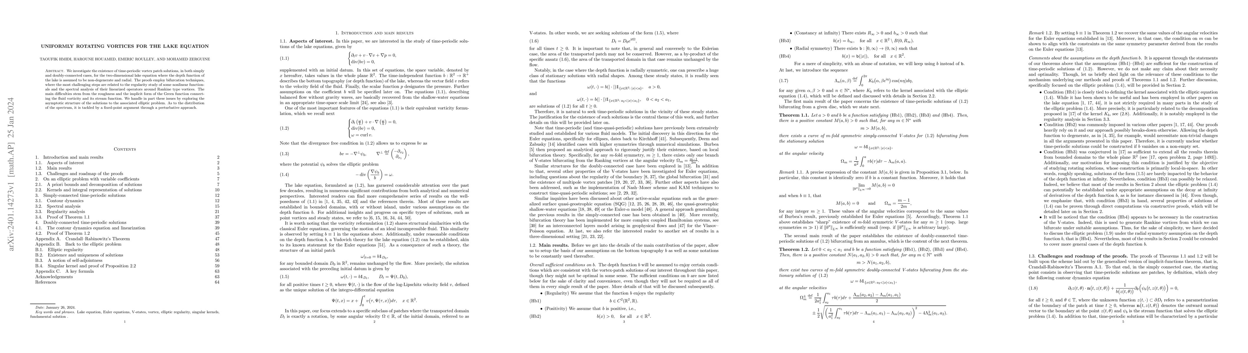 Thumbnail for Uniformly rotating vortices for the lake equation