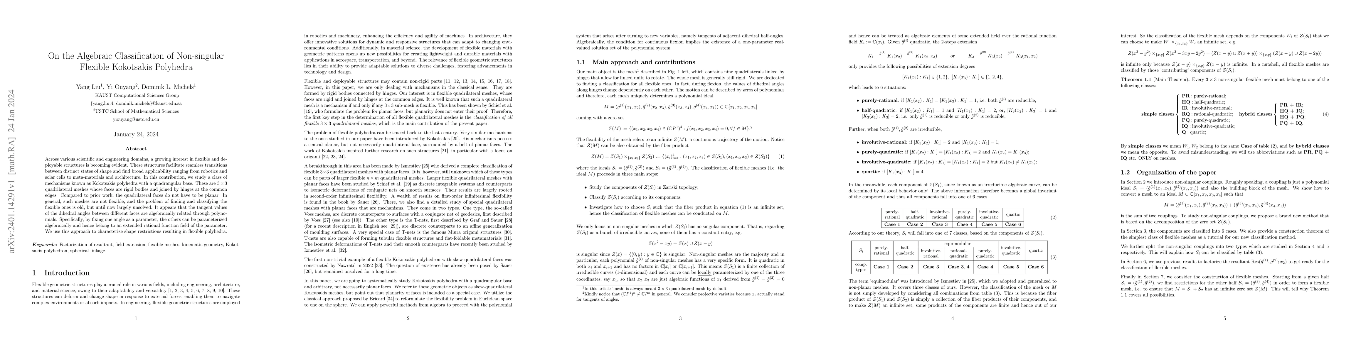 Thumbnail for On the Algebraic Classification of Non-singular Flexible Kokotsakis
  Polyhedra