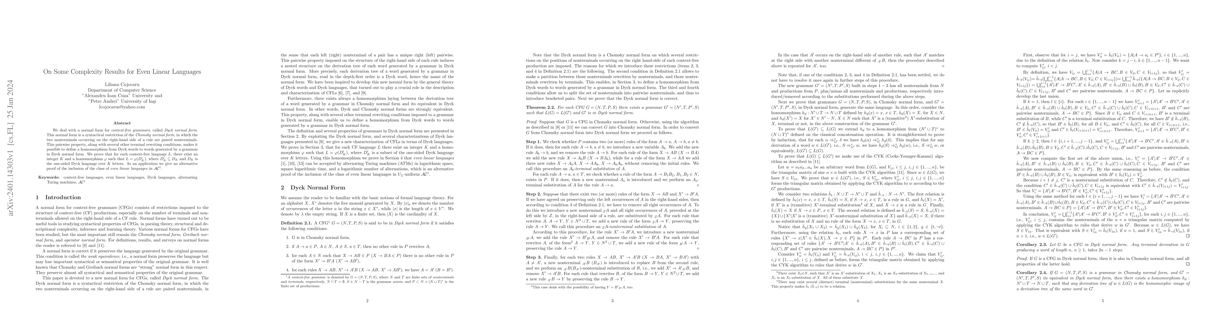 Thumbnail for On Some Complexity Results for Even Linear Languages