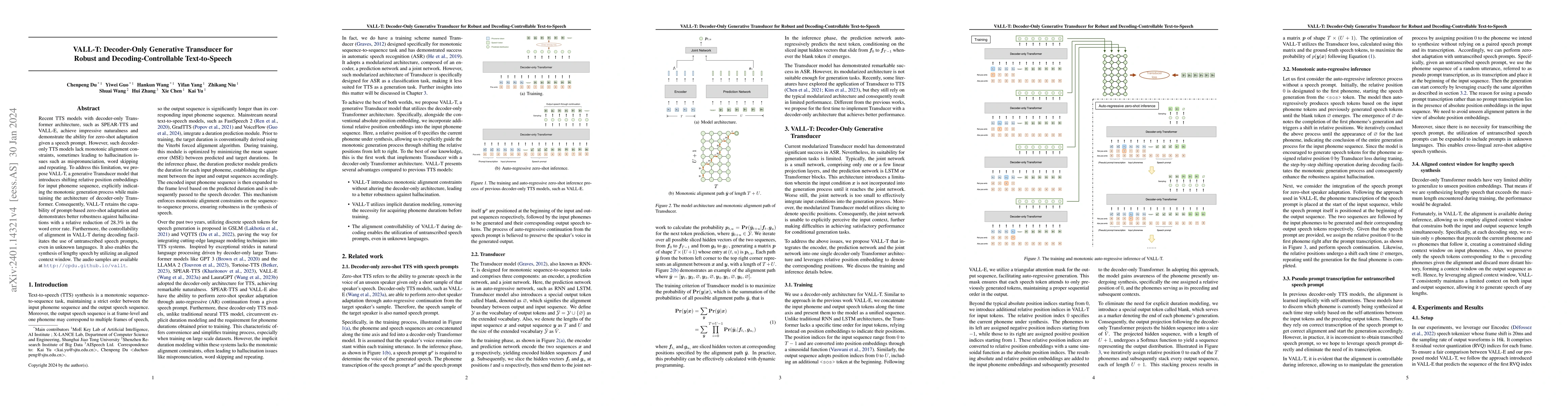 Thumbnail for VALL-T: Decoder-Only Generative Transducer for Robust and
  Decoding-Controllable Text-to-Speech