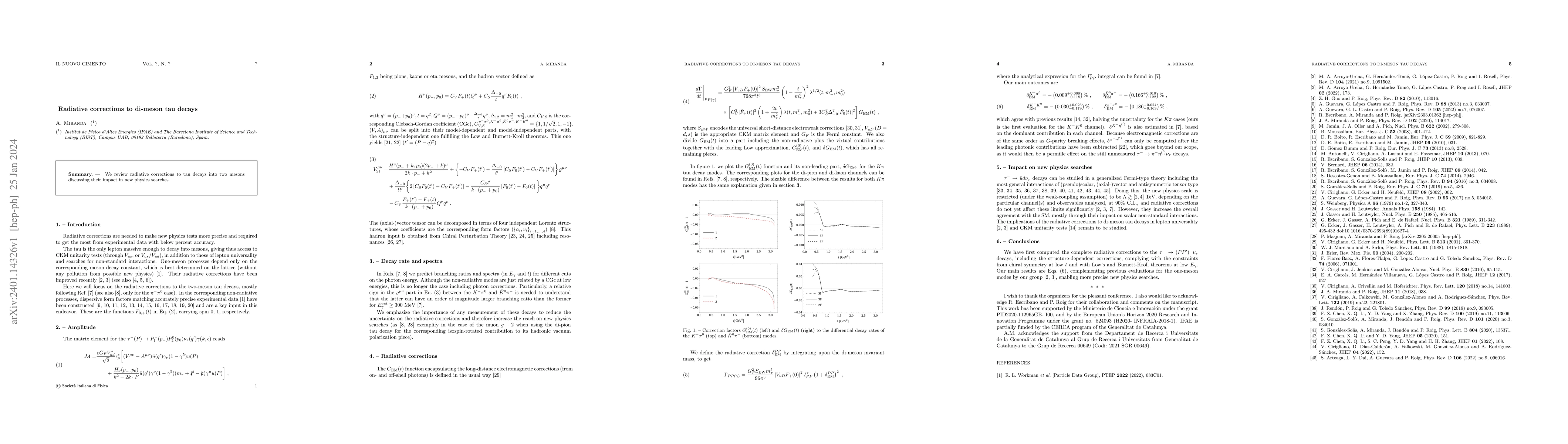 Thumbnail for Radiative corrections to di-meson tau decays