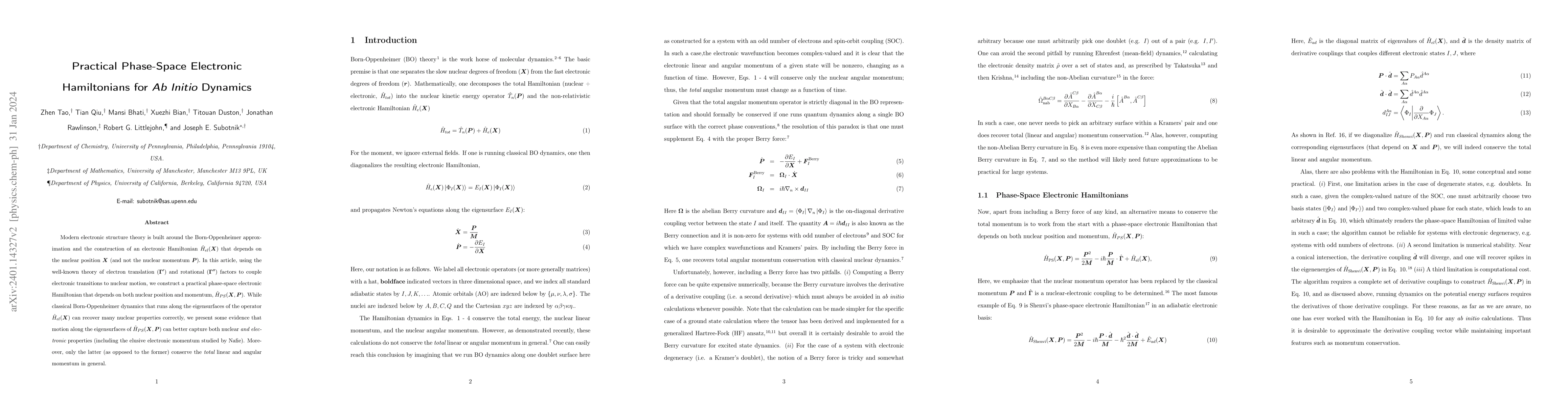 Thumbnail for Practical Phase-Space Electronic Hamiltonians for Ab Initio Dynamics