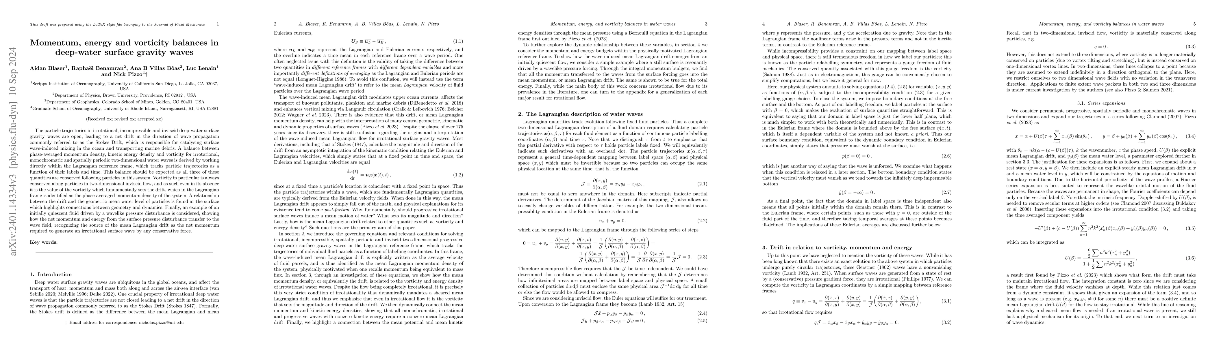 Thumbnail for Momentum, energy and vorticity balances in deep-water surface gravity
  waves