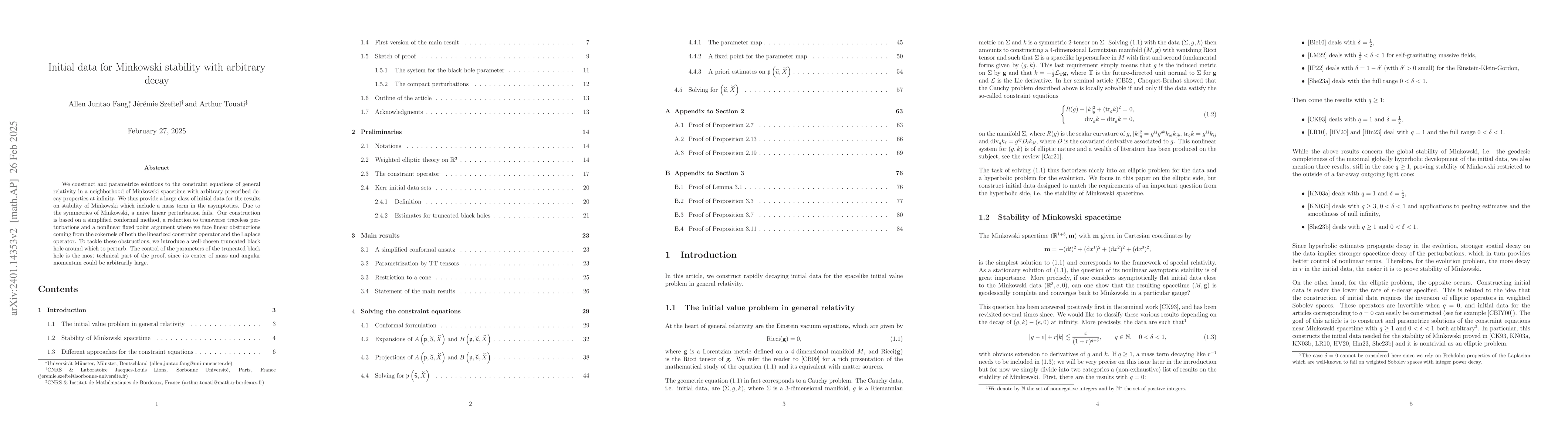 Thumbnail for Initial data for Minkowski stability with arbitrary decay
