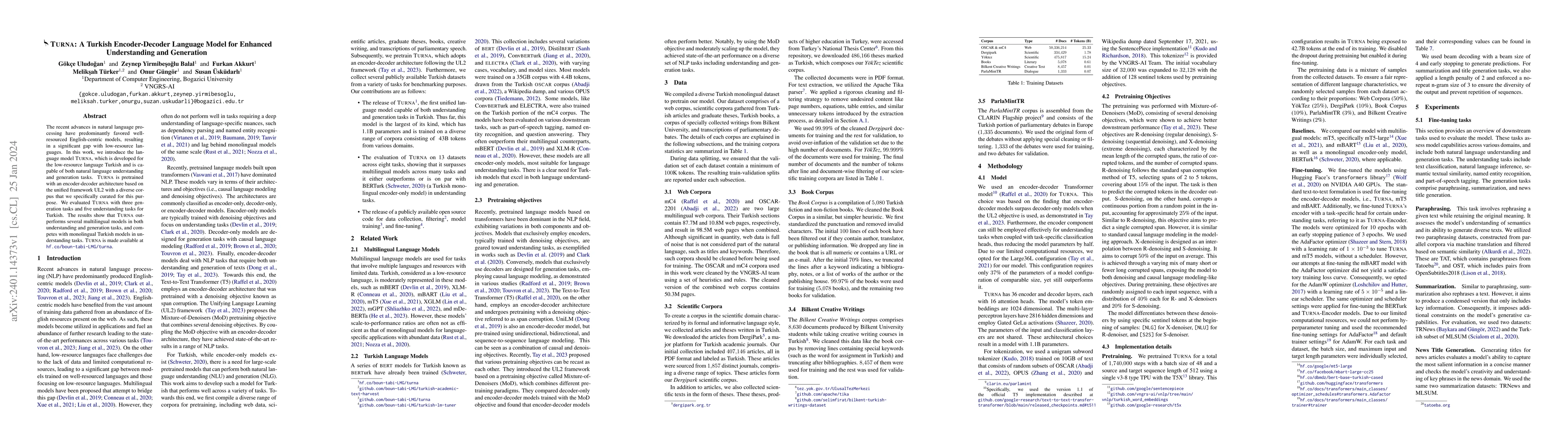 Thumbnail for TURNA: A Turkish Encoder-Decoder Language Model for Enhanced
  Understanding and Generation
