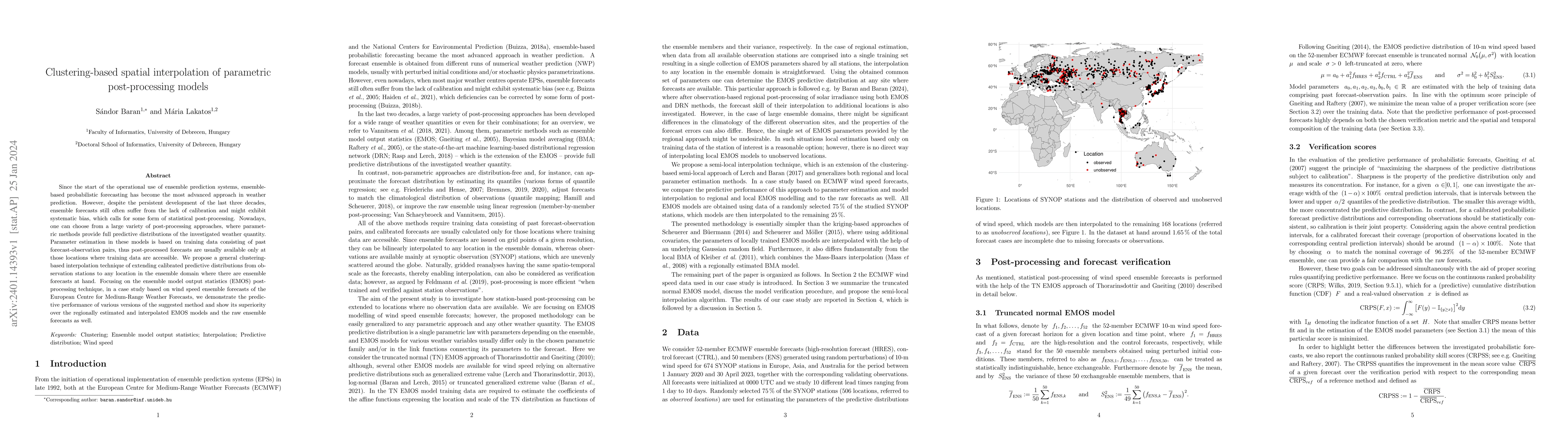 Thumbnail for Clustering-based spatial interpolation of parametric post-processing
  models