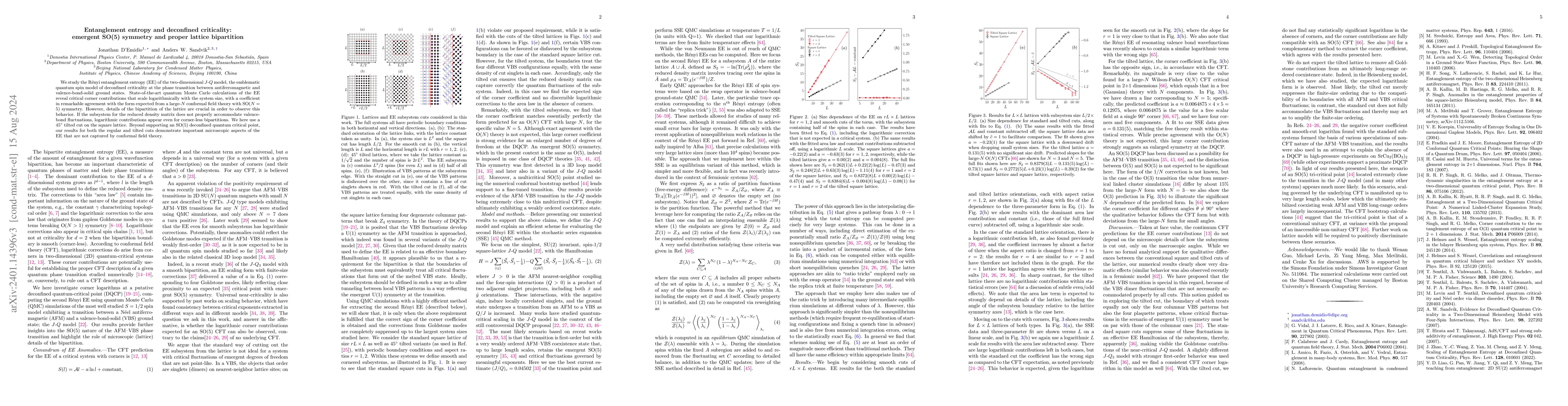 Thumbnail for Entanglement entropy and deconfined criticality: emergent SO(5) symmetry
  and proper lattice bipartition