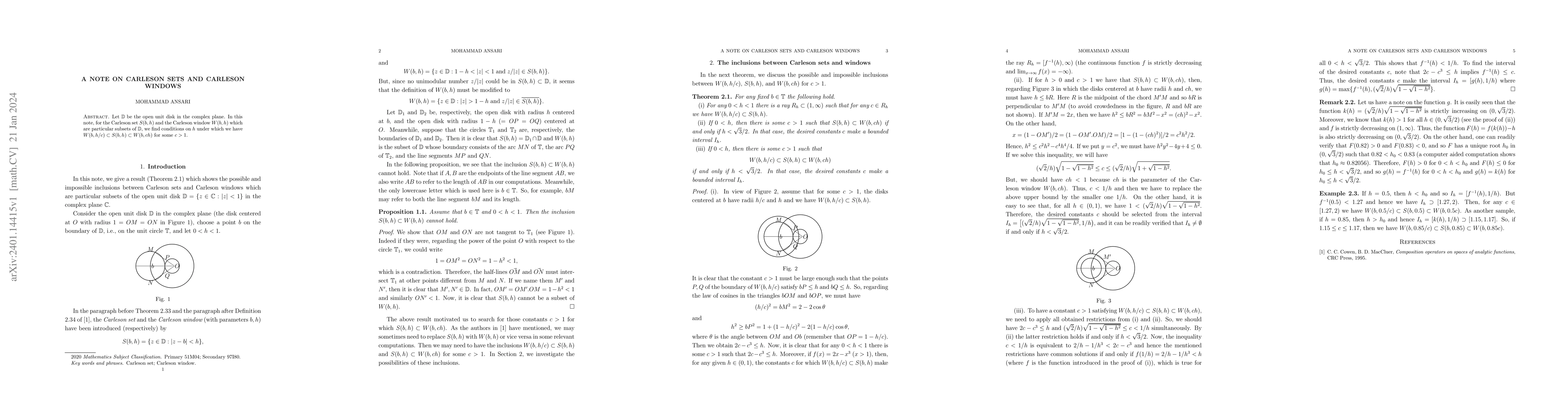 Thumbnail for A note on Carleson sets and Carleson windows