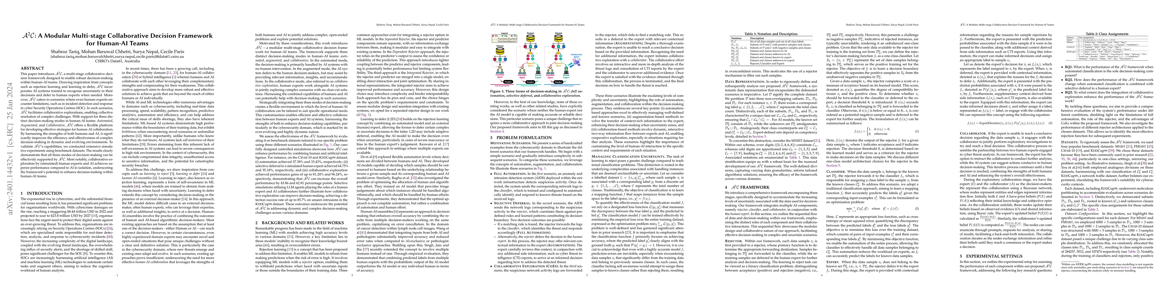 Thumbnail for A2C: A Modular Multi-stage Collaborative Decision Framework for Human-AI
  Teams