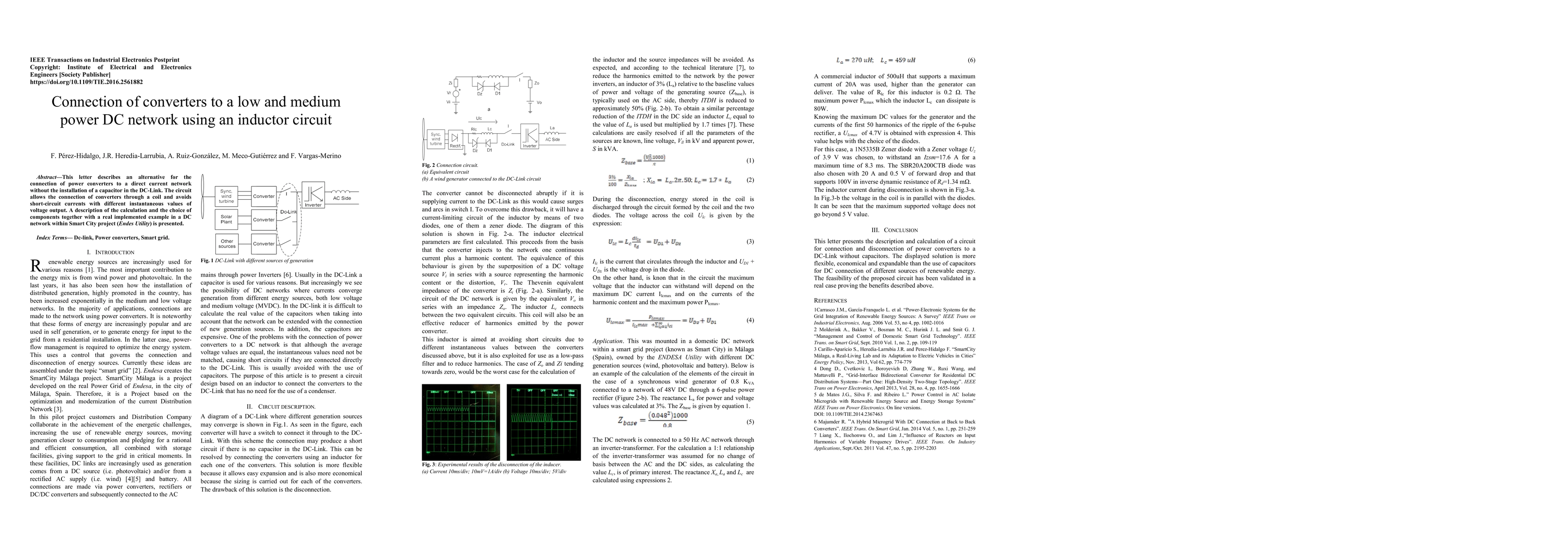 Thumbnail for Connection of converters to a low and medium power DC network using an
  inductor circuit