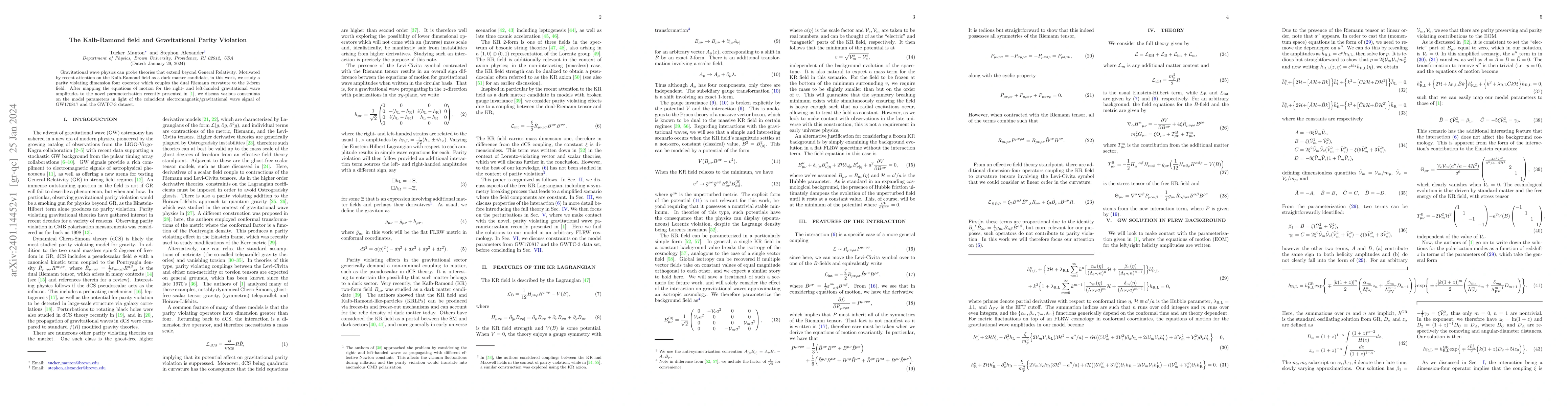 Thumbnail for The Kalb-Ramond field and Gravitational Parity Violation