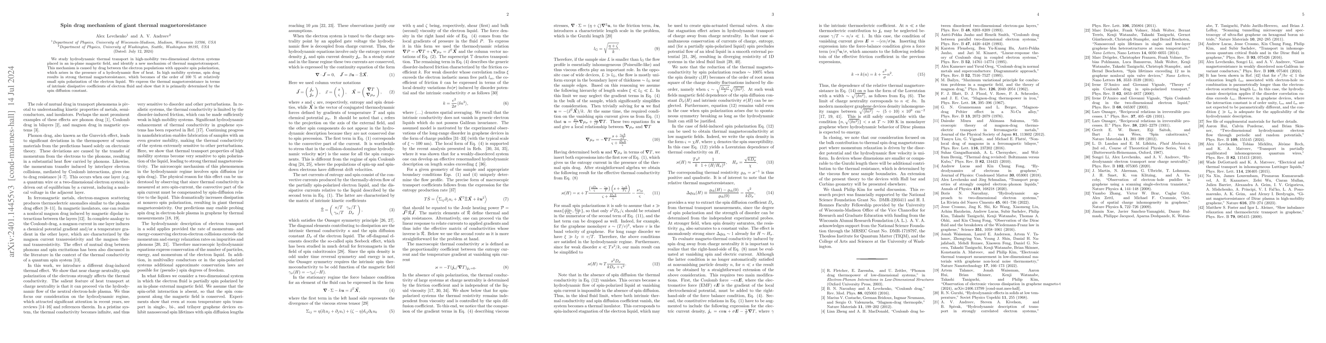 Thumbnail for Spin drag mechanism of giant thermal magnetoresistance