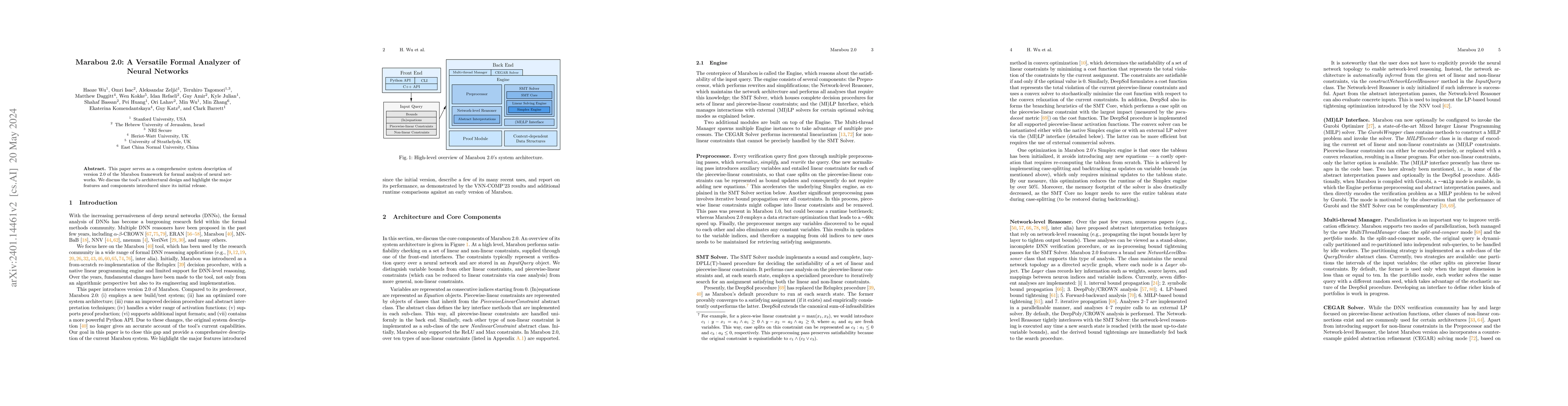 Thumbnail for Marabou 2.0: A Versatile Formal Analyzer of Neural Networks