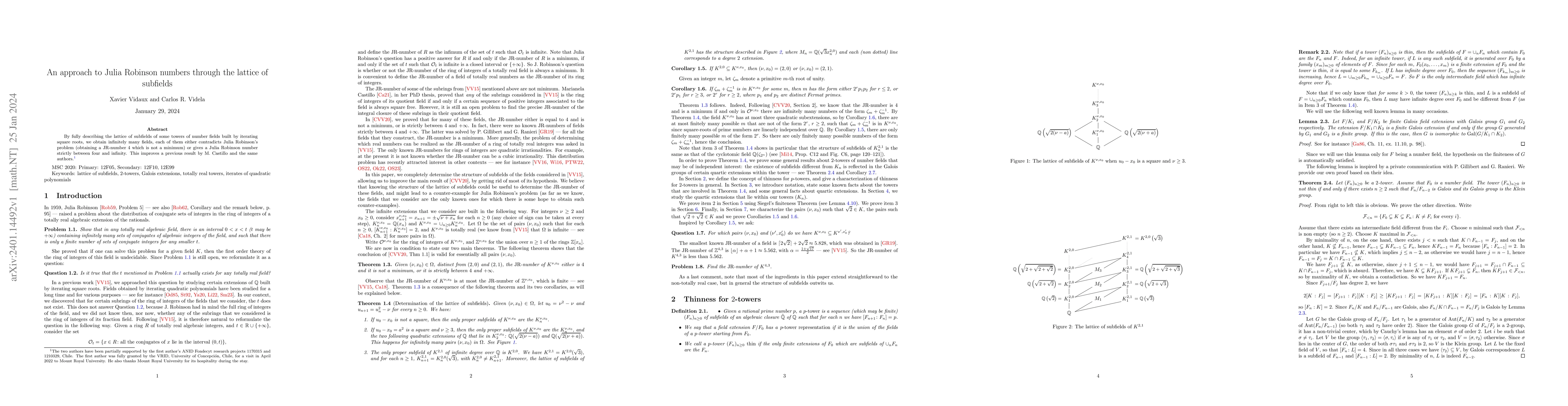 Thumbnail for An approach to Julia Robinson numbers through the lattice of subfields