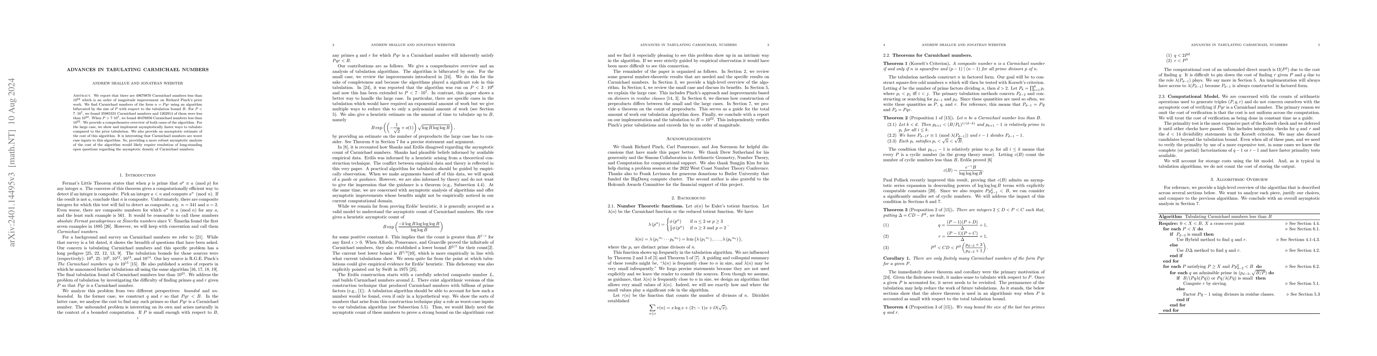 Thumbnail for Advances in Tabulating Carmichael Numbers